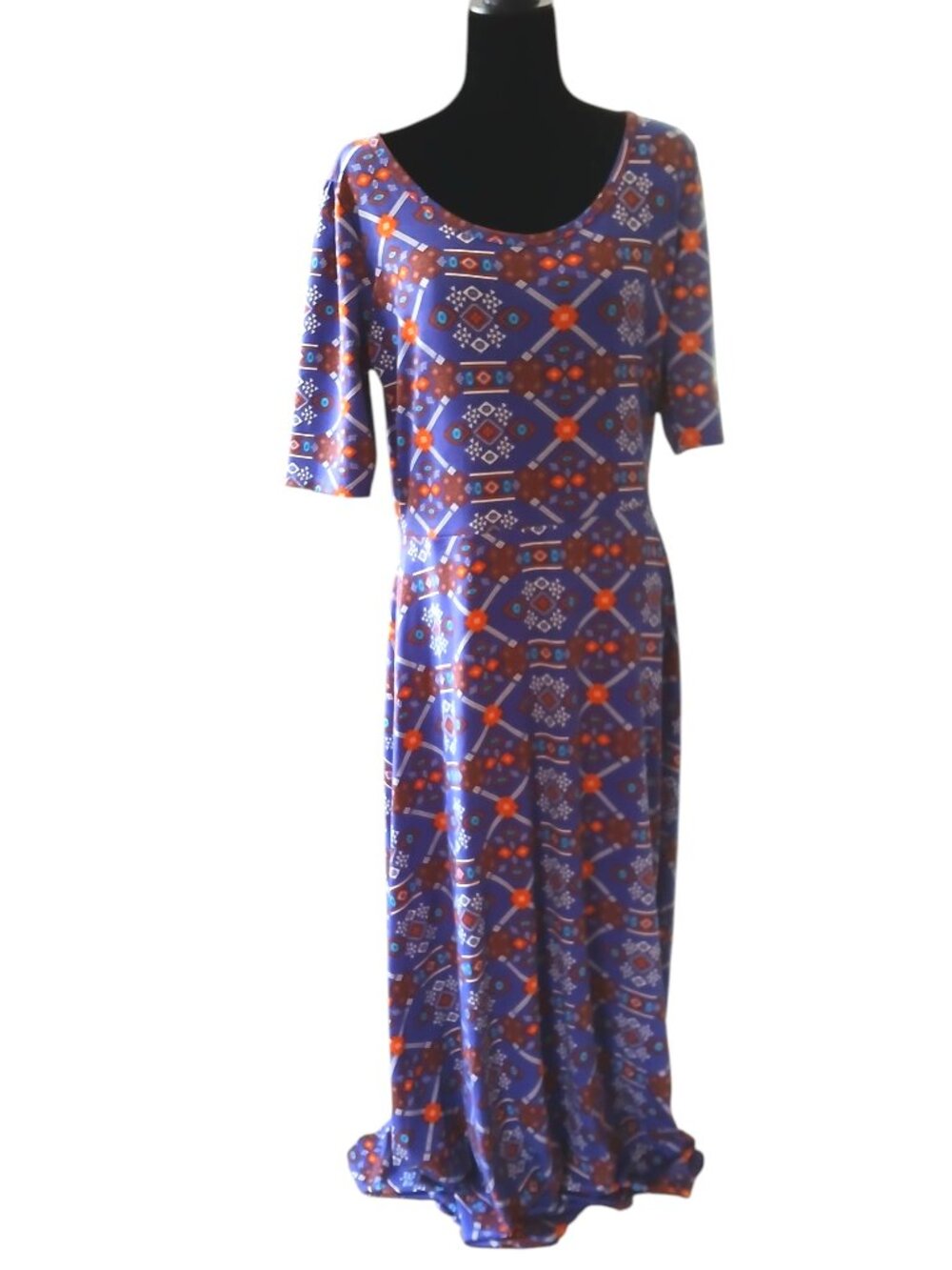 LuLaRoe ANA Maxi Dress Purple 3/4 Sleeve Scoop Neck Womens Size 2XL